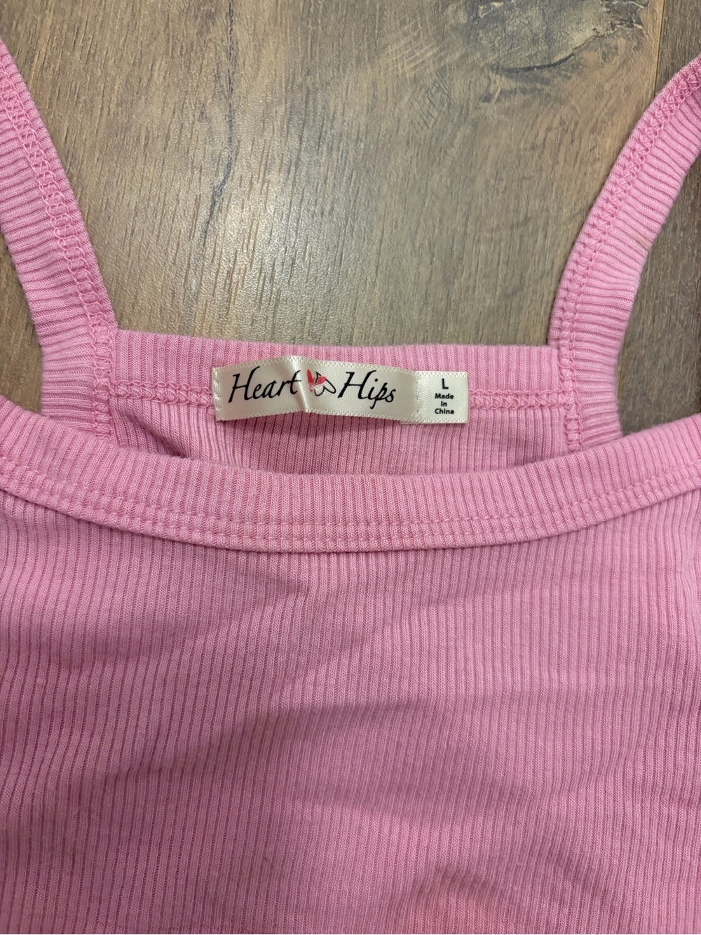 Pink Ribbed Crop Tank Size L (Fits Small) - Picture 2 of 2